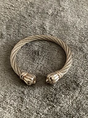 Vintage Twisted Cable Open Cuff Bracelet in Silver